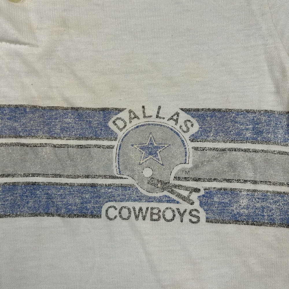 Vintage 70s DALLAS COWBOYS Logo 7 Youth Kids VTG Polo Shirt Striped NFL Faded - Picture 3 of 7